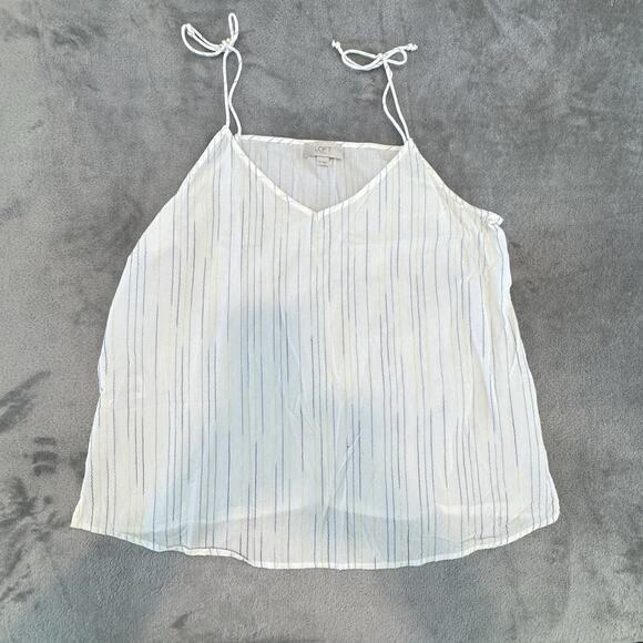 Loft Beach Blouse Sz Small Tank Cotton Spaghetti Strap Beachy Coastal Ombré - Picture 1 of 8